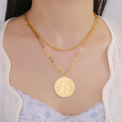 LIKGREAT-Collier pendentif pentagramme, bijoux en acier inoxydable, nom de Dieu, protection du pentacle, amulette porte-bonheur, cadeau