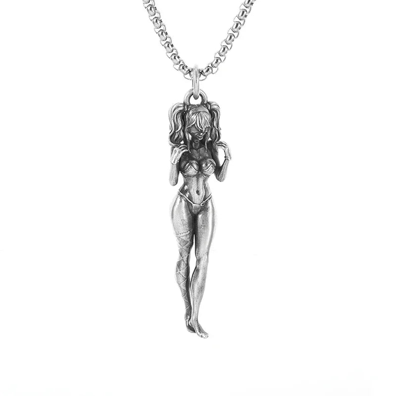 Collier pendentif tête de mort gothique Nina ifixion pour homme, punk vintage, bondage, démon, motard, rock, exorciste, bijoux, cadeau d'Halloween