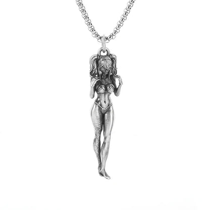Collier pendentif tête de mort gothique Nina ifixion pour homme, punk vintage, bondage, démon, motard, rock, exorciste, bijoux, cadeau d'Halloween