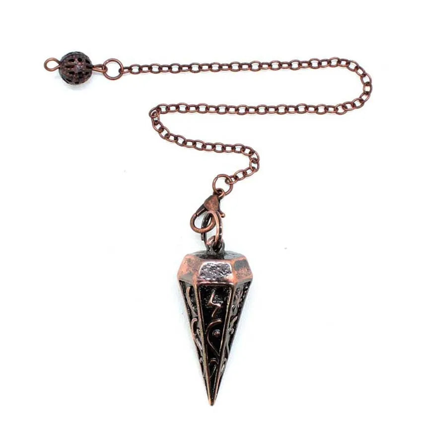 Pendule Rune en métal de cuivre pour la radiesthésie, pendentif antique spirituel, équilibrage du corps, guérison Chakra, Reiki