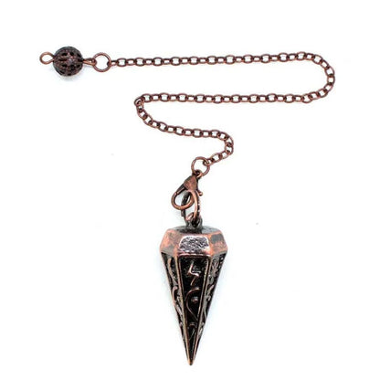 Pendule Rune en métal de cuivre pour la radiesthésie, pendentif antique spirituel, équilibrage du corps, guérison Chakra, Reiki