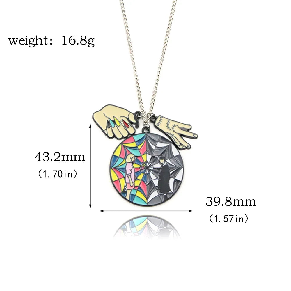 Bracelet de perles de fenêtre arc-en-ciel mercredi Addams, pendentif chose à main, bijoux gothiques pour femmes, accessoires cadeau