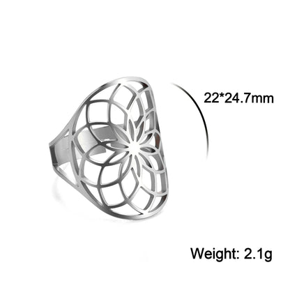 EUEAVAN – bague fleur de vie en acier inoxydable, géométrie sacrée archange Metatron, amulette réglable, bijoux cadeau, vente en gros