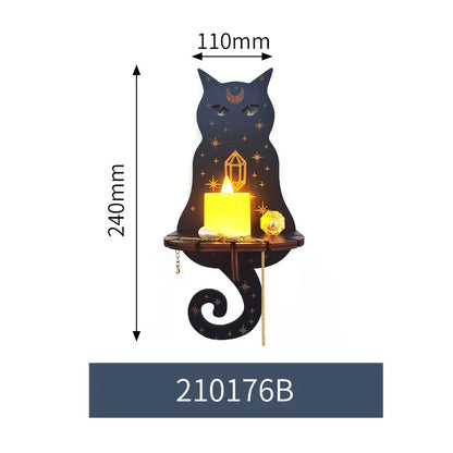 Présentoir Mural en Bois pour Décoration Artisanale Carquée, Support de Chandelle, Décor de Théâtre, Animaux Enracinés, Chat, Rangement en Clip T1