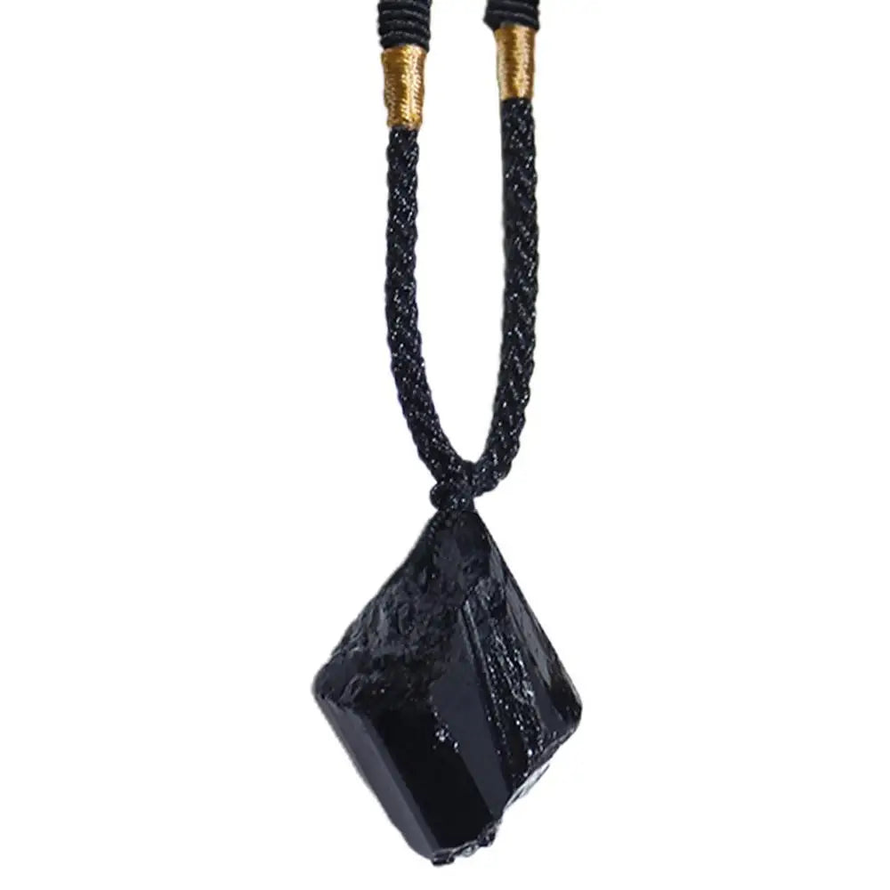 Collier Tourmaline noire naturelle, 1 pièce, bijoux Chakra de roche minérale, pendentif en pierre de cristal de Quartz pour homme, forme irrégulière