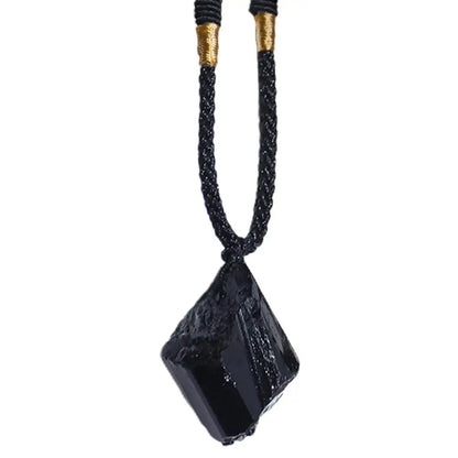 Collier Tourmaline noire naturelle, 1 pièce, bijoux Chakra de roche minérale, pendentif en pierre de cristal de Quartz pour homme, forme irrégulière