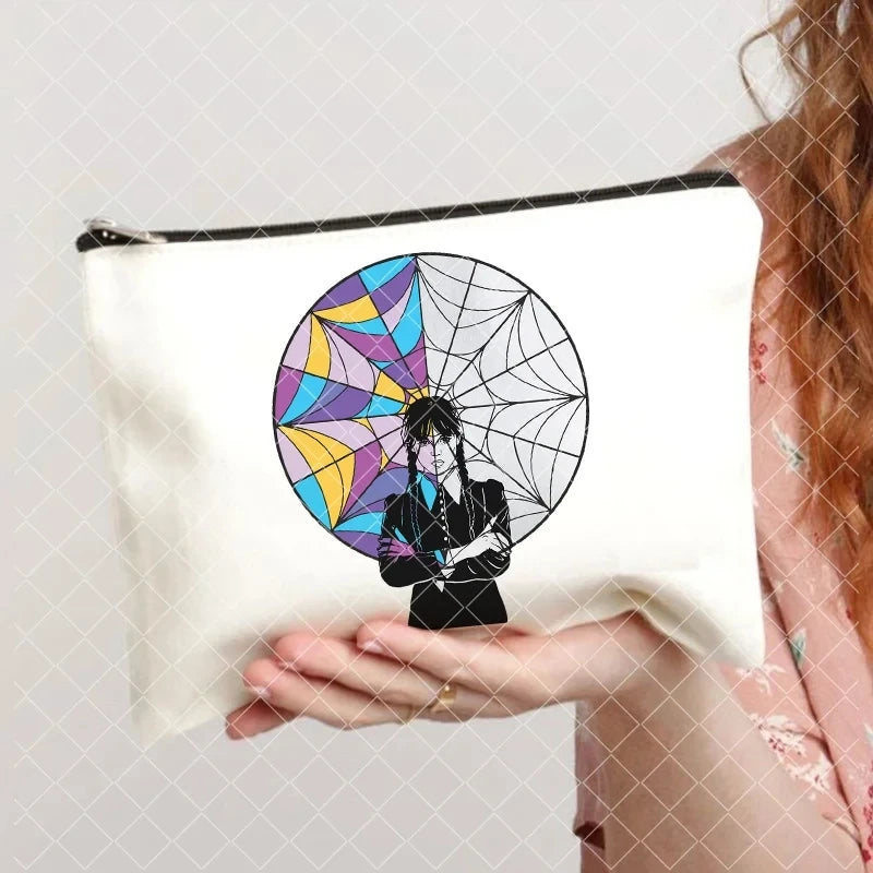 Mercredi Addams et Enid trousse à cosmétiques femmes sacs de toilette décontracté rouge à lèvres sacs de maquillage cadeau gothique filles Nevermore Academy