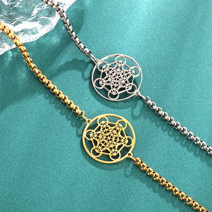 Metatron Cube Bracelet femme acier inoxydable archange jour Bracelet homme mode géométrie sacrée amulette bijoux cadeau