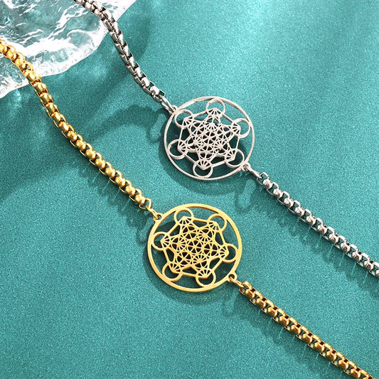 Metatron Cube Bracelet femme acier inoxydable archange jour Bracelet homme mode géométrie sacrée amulette bijoux cadeau