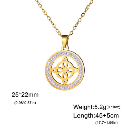 Skyrim Collier Nministériels d Sorcière en Acier Inoxydable, Pendentif Rond, Amulette Wicca, Bijoux Cadeau d'Anniversaire