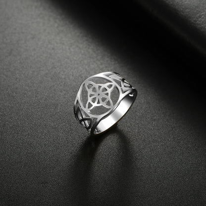 LIKGREAT bague noeud de sorcière pour femmes hommes creux en acier inoxydable bagues celtique Vintage amulette Protection Couple bijoux cadeaux