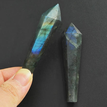 Pierre Labradorite 5-7cm, colonne hexagonale, baguette à pointe de tour, cristaux naturels, pierres de guérison, artisanat, pendule Pirit, décor Fengshui