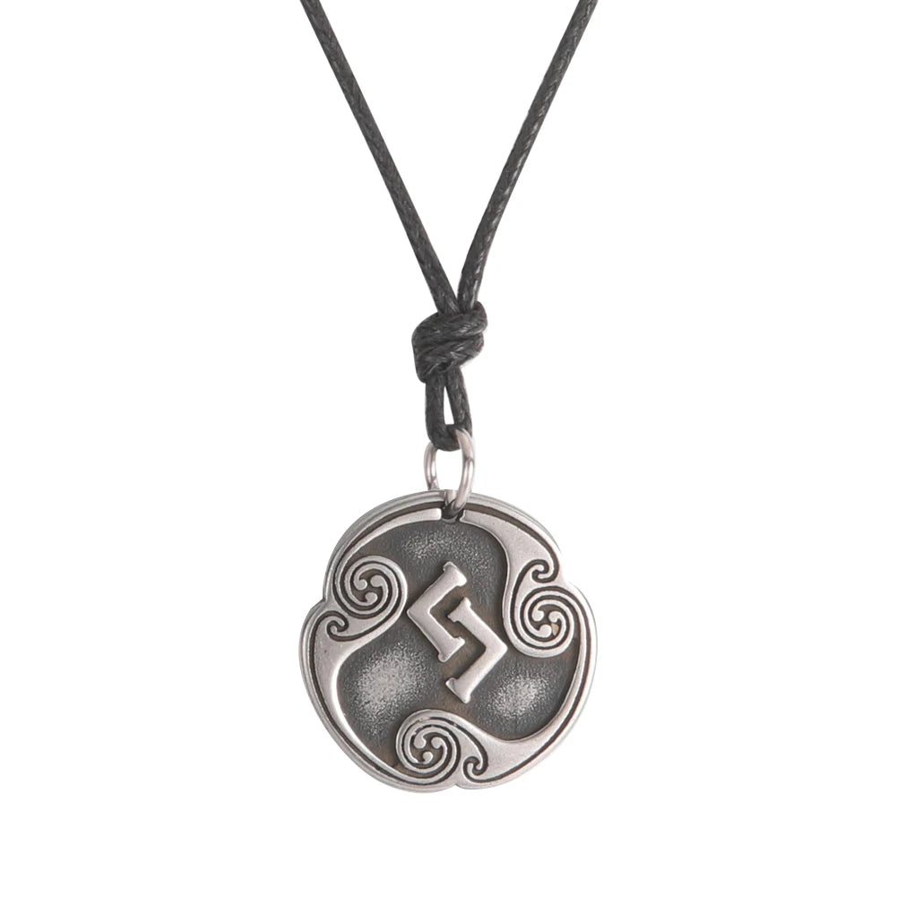 EUEAVAN rétro mystérieux Runes collier Viking bijoux corde chaîne réglable colliers en acier inoxydable pendentif amulette bijoux