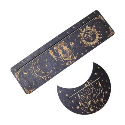 Présentoir de Cartes de Tarot en Bois, Support de Sorcière, Fournitures d'Outils de Décoration, Impression de Lune, Rangement de Cartes, Organiser T1, 2 Pièces/Ensemble