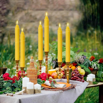 Bougies coniques en cire d'abeille, rouleaux à la main, Design en nid d'abeille, bougies en cire d'abeille sans fumée pour fête, rencontres, décoration de Table à dîner à domicile