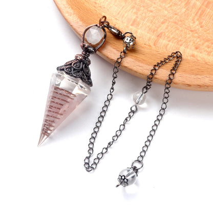 Pendentif pendule esprit pierre naturelle, chaîne en treillis, énergie porte-bonheur, résine Reiki mystérieuse pour la fabrication de bijoux, accessoires colliers