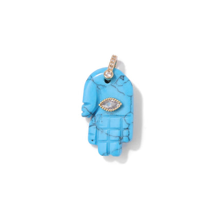 Pendentif main de Fatima Hamsa mauvais œil, Lapis Lazuli, améthystes, Rose, quart, pierre naturelle, breloque pour la fabrication de colliers, accessoires de Bracelet