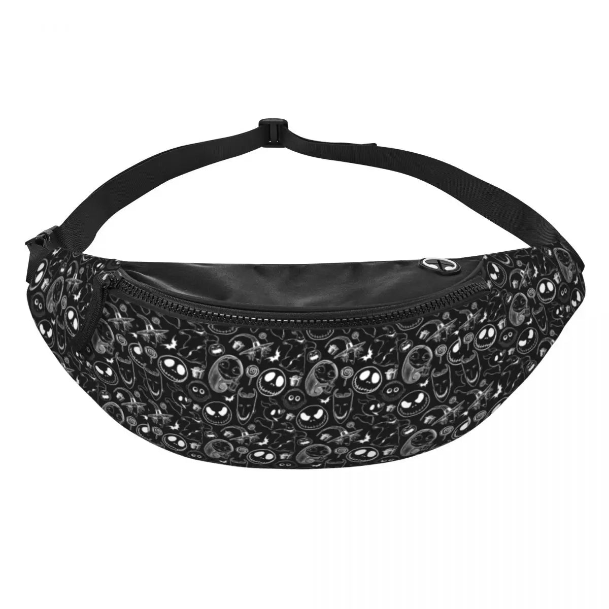Sac Banane Personnalisé L'Étrange Noël de Monsieur Jack, Sacoche à Bandoulière pour Voyage, Randonnée, Téléphone, Poudres d'Argent