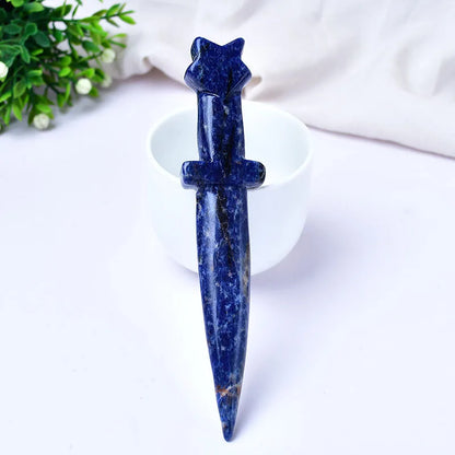 Aimant de sculpture de couteau en matériau naturel, décoration de maison, salle Katana, décorations de jardin, accessoires de décoration en pierre, pierres précieuses en cristal