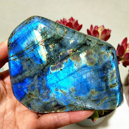Pierre naturelle bleu jaune Labradorite cristal forme libre méditation sorcellerie Reiki guérison coeur Feng Shui cristal décor de chambre
