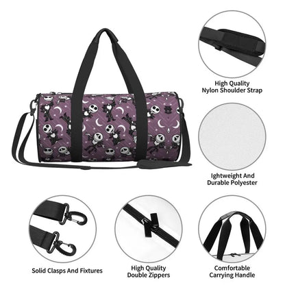 Sac fourre-tout de plage personnalisé Jack Skellington pour femmes, squelette vivant, grand compartiment, sacs de voyage pour salle de sport et plage