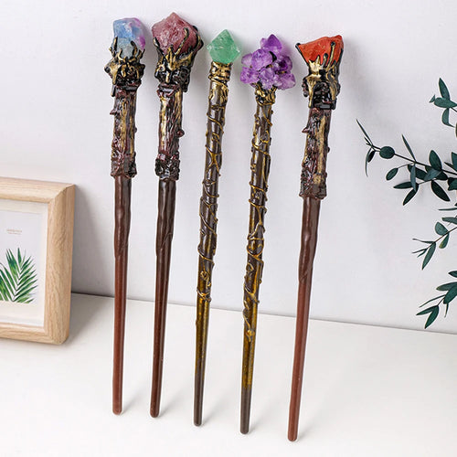 Bâton Magique de Sorcière, Quartz, Clip Naturel, Sceptre, Outil Rituel de Dégradation, Ornement d'Autel, Accessoire d'Halloween, Cadeau de Bijoux Fait à la Main, 1 Pièce