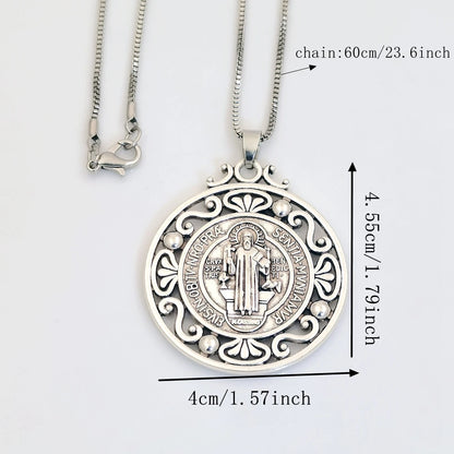 Collier médaille Saint benoît en alliage, 1 pièce, médaille chrétienne sacrementale, bijoux de Protection maléfique, cadeau catholique pour hommes et femmes