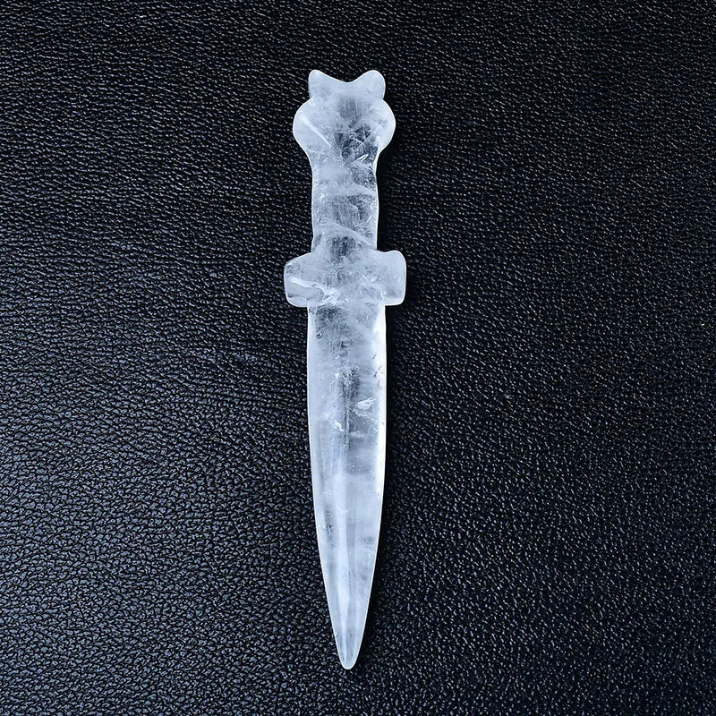 Aimant de sculpture de couteau en matériau naturel, décoration de maison, salle Katana, décorations de jardin, accessoires de décoration en pierre, pierres précieuses en cristal