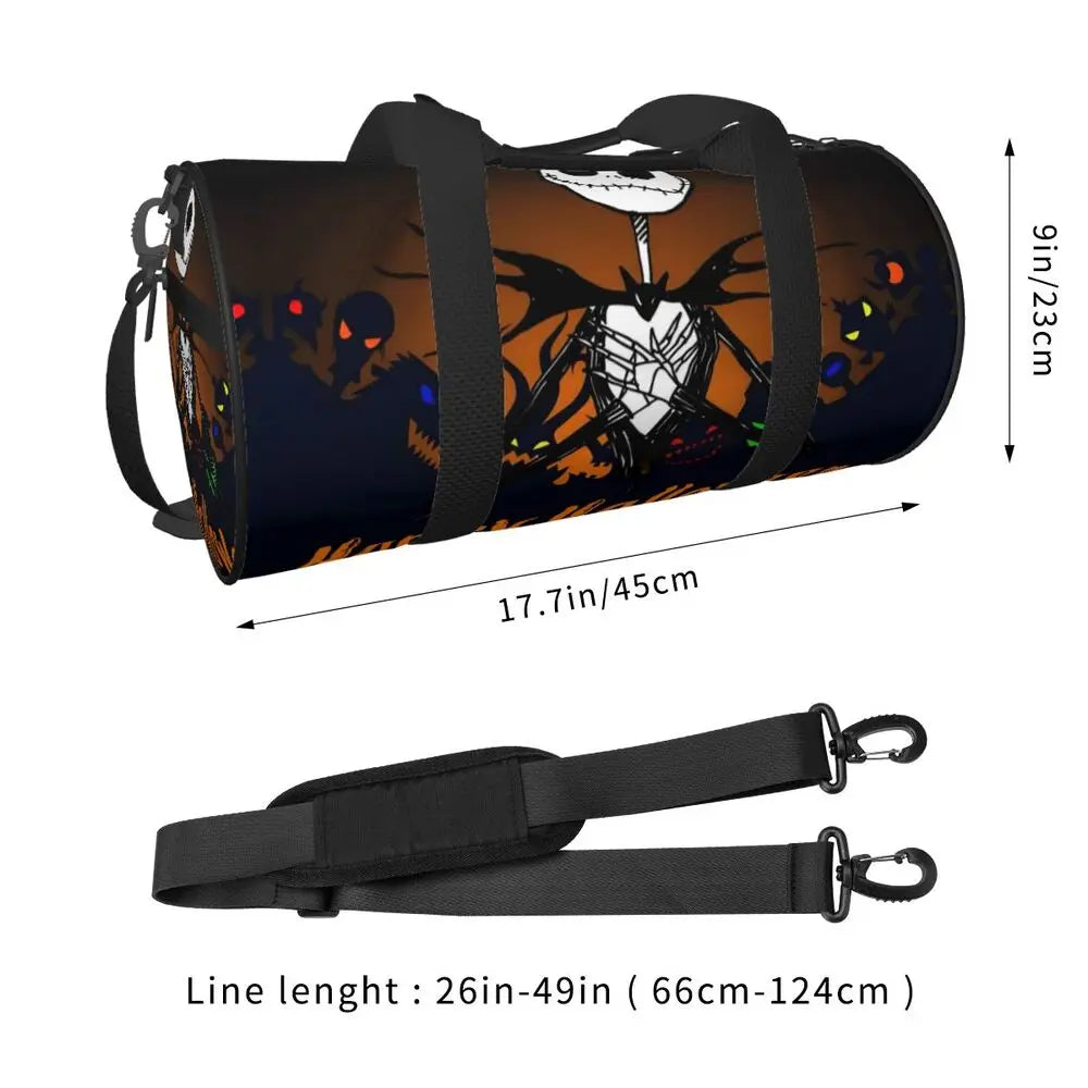 Sac fourre-tout de plage personnalisé Jack Skellington pour femmes, squelette vivant, grand compartiment, sacs de voyage pour salle de sport et plage