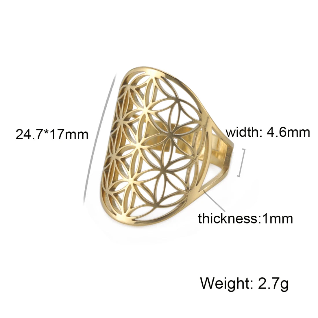 EUEAVAN – bague fleur de vie en acier inoxydable, géométrie sacrée archange Metatron, amulette réglable, bijoux cadeau, vente en gros
