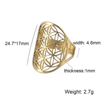 EUEAVAN – bague fleur de vie en acier inoxydable, géométrie sacrée archange Metatron, amulette réglable, bijoux cadeau, vente en gros