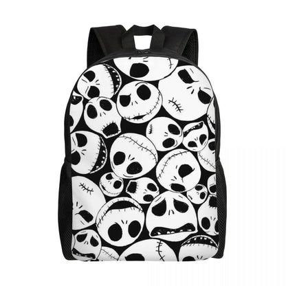 Sac à dos de voyage personnalisé citrouille King Jack Skellington souriant, sac à livres pour ordinateur d'école, le cauchemar avant noël