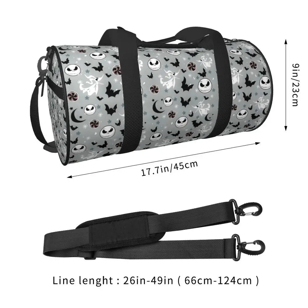 Sac fourre-tout de plage personnalisé Jack Skellington pour femmes, squelette vivant, grand compartiment, sacs de voyage pour salle de sport et plage