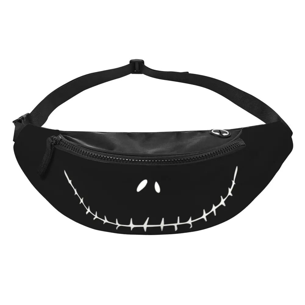 Sac Banane Personnalisé L'Étrange Noël de Monsieur Jack, Sacoche à Bandoulière pour Voyage, Randonnée, Téléphone, Poudres d'Argent