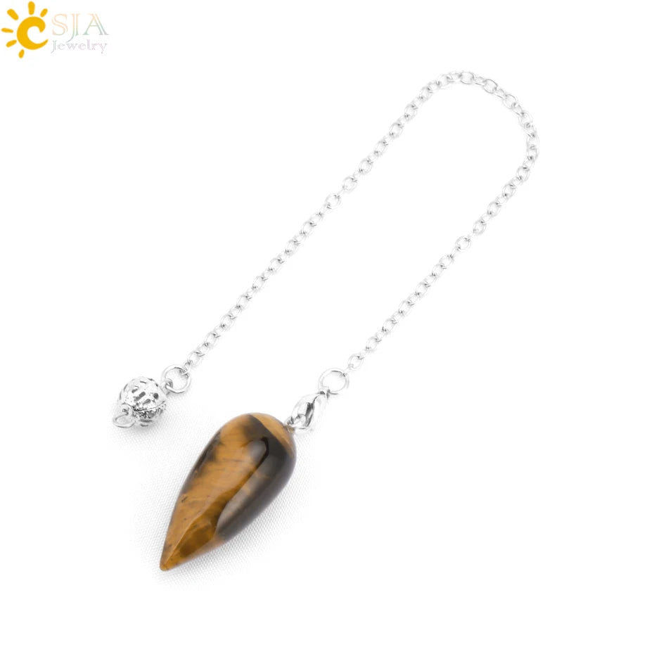 Pendule en Pierre Naturelle, Pendentif en Clip Turquoise, Goutte d'Eau de Guérison, Synchronisation, Radiesthésie, Reiki, T041