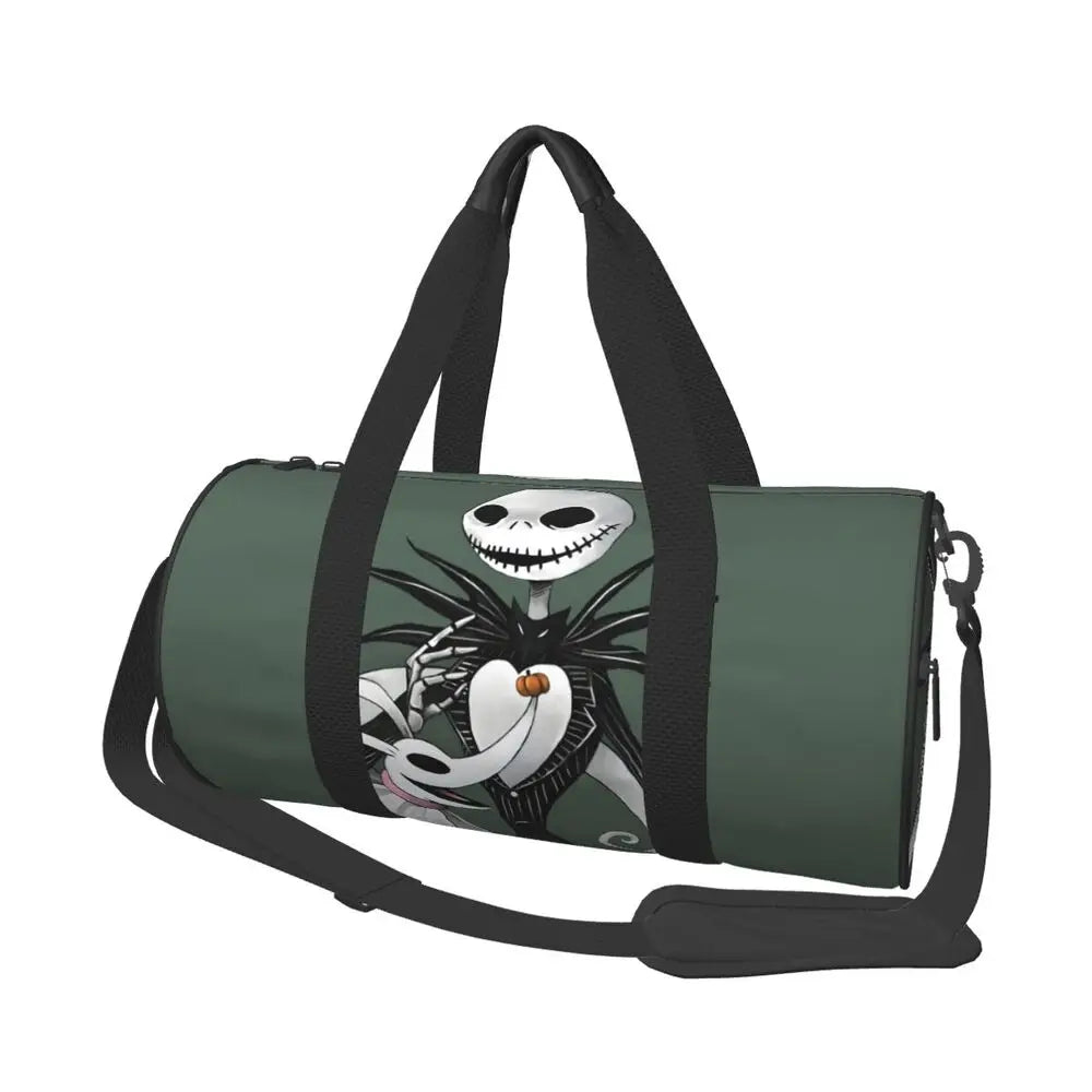 Sac fourre-tout de plage personnalisé Jack Skellington pour femmes, squelette vivant, grand compartiment, sacs de voyage pour salle de sport et plage
