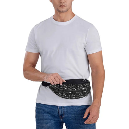 Sac Banane Personnalisé L'Étrange Noël de Monsieur Jack, Sacoche à Bandoulière pour Voyage, Randonnée, Téléphone, Poudres d'Argent