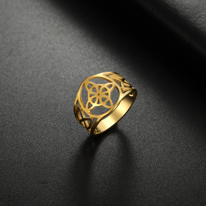 LIKGREAT bague noeud de sorcière pour femmes hommes creux en acier inoxydable bagues celtique Vintage amulette Protection Couple bijoux cadeaux