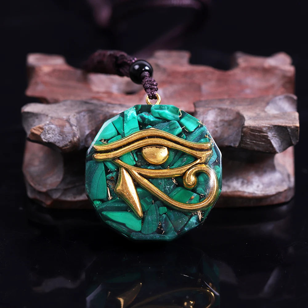 Oeil de Ra Horus Orgonite pendentif obsidienne Reiki Quartz Reiki cristal de guérison collier d'énergie réglable égyptien ancien