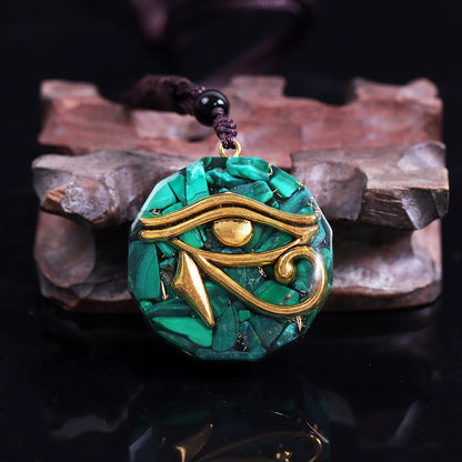 Oeil de Ra Horus Orgonite pendentif obsidienne Reiki Quartz Reiki cristal de guérison collier d'énergie réglable égyptien ancien