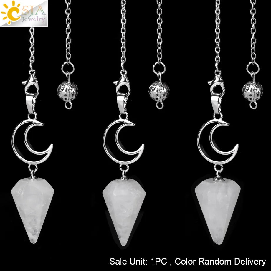 Pendule en cristal spirituel pour Divination, ésotérisme, lune de guérison, pendentif cône en pierre naturelle, Quartz rose, radiesthésie S9