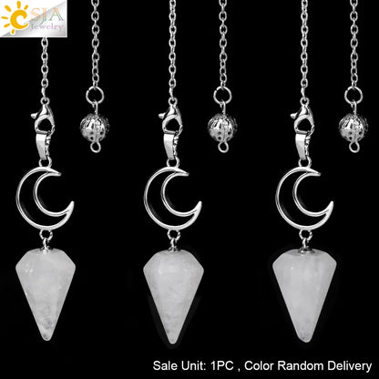 Pendule en cristal spirituel pour Divination, ésotérisme, lune de guérison, pendentif cône en pierre naturelle, Quartz rose, radiesthésie S9