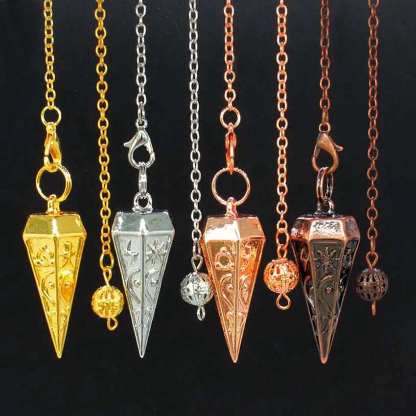 Pendule Rune en métal de cuivre pour la radiesthésie, pendentif antique spirituel, équilibrage du corps, guérison Chakra, Reiki