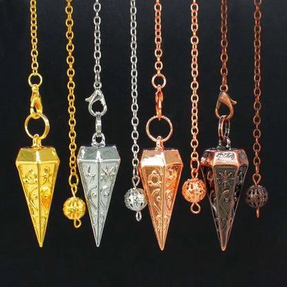 Pendule Rune en métal de cuivre pour la radiesthésie, pendentif antique spirituel, équilibrage du corps, guérison Chakra, Reiki