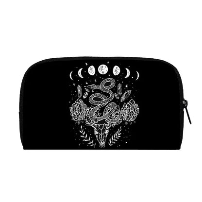 Portefeuille long de sorcière chat noir mignon pour hommes et femmes, sac à main gothique, sac à passeport, porte-monnaie pour téléphone, crâne de sorcellerie, filles