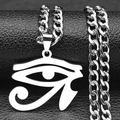 Oeil de Ra Horus yeux égyptiens pendentif colliers pour hommes en acier inoxydable amulette symbole Hip Hop pistolet noir chaîne collier bijoux