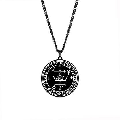 Arcange MICHAEL GABRIEL RAPHAEL URIEL SAMAEL sceau amulette Talisman Sigil d'angélique en acier inoxydable noir pendentif collier