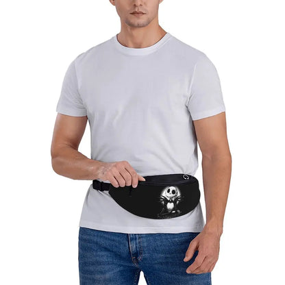 Sac Banane Personnalisé L'Étrange Noël de Monsieur Jack, Sacoche à Bandoulière pour Voyage, Randonnée, Téléphone, Poudres d'Argent