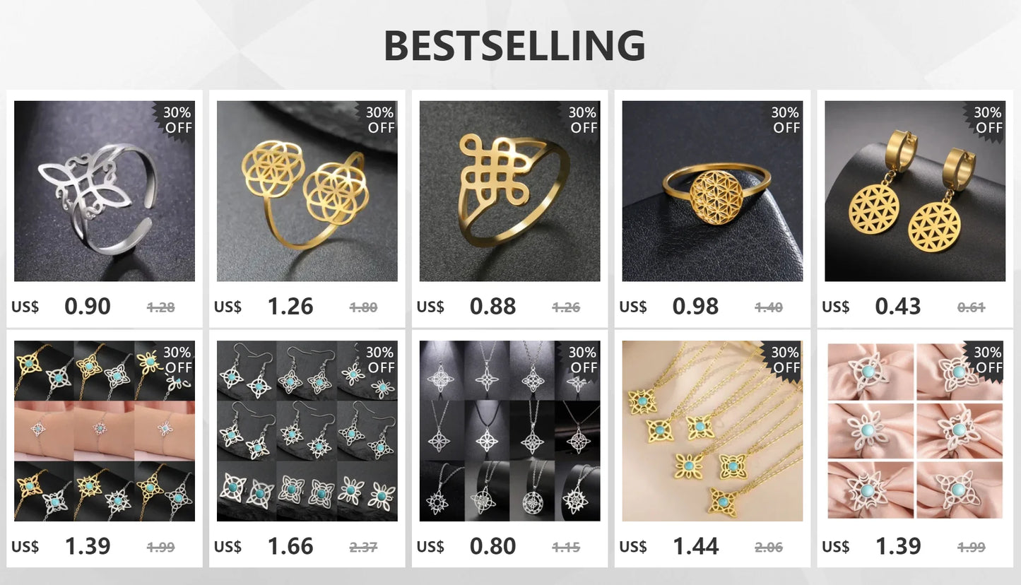 LIKGREAT bague noeud de sorcière pour femmes hommes creux en acier inoxydable bagues celtique Vintage amulette Protection Couple bijoux cadeaux