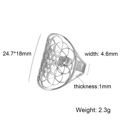 EUEAVAN – bague fleur de vie en acier inoxydable, géométrie sacrée archange Metatron, amulette réglable, bijoux cadeau, vente en gros